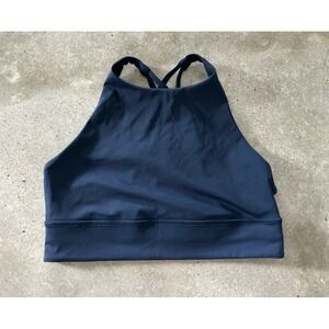 Lululemon Energy Bra High Neck Longline Sports Bra Navy Blue Sz 12